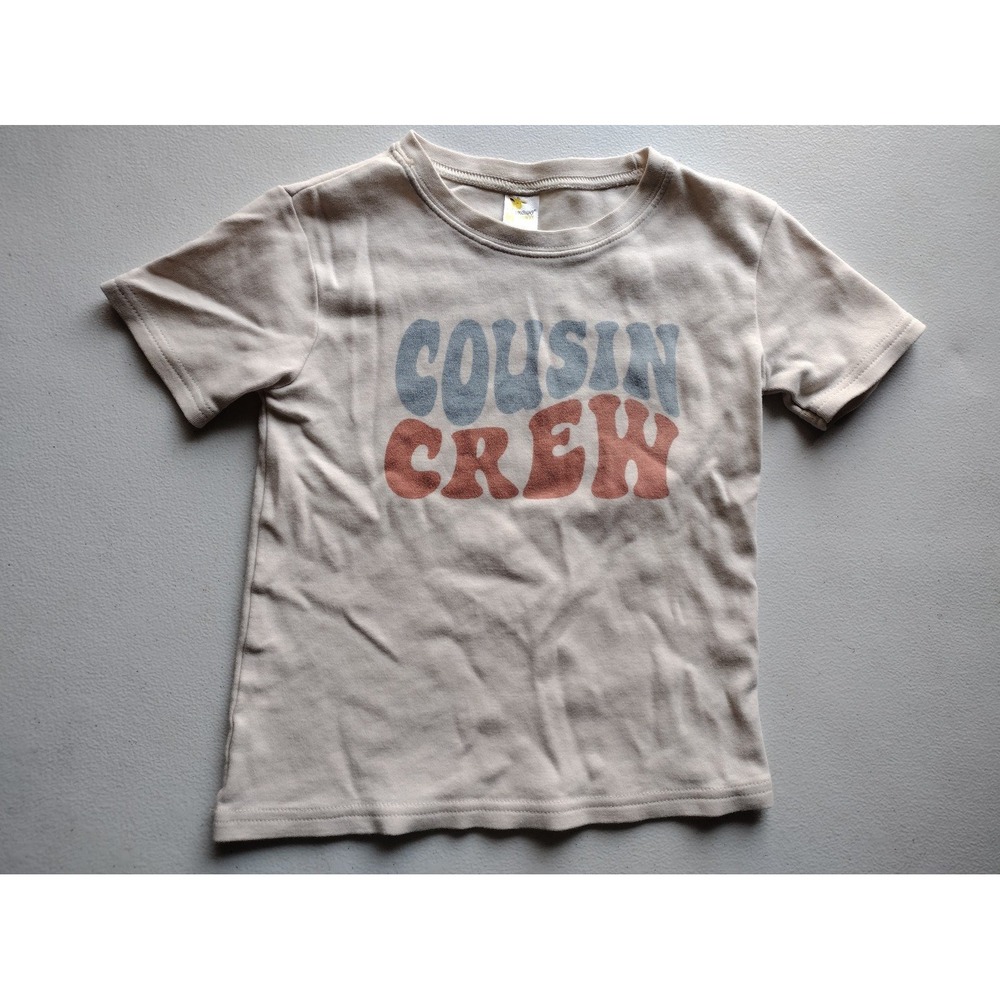 Laughing Giraffe Kids Beige Cousin Crew Graphic T-Shirt Retro Style 4T‎ Cotton